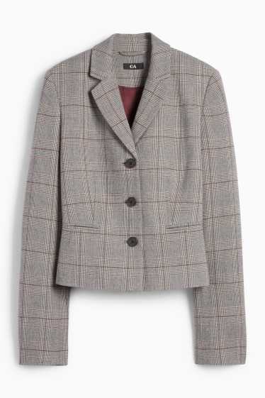 Femei - Blazer office - cambrat - în carouri - gri