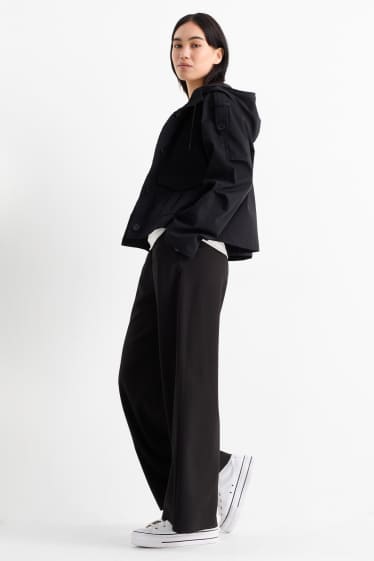 Dames - Pantalon - mid waist - wide leg - zwart