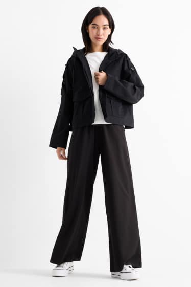 Dames - Pantalon - mid waist - wide leg - zwart