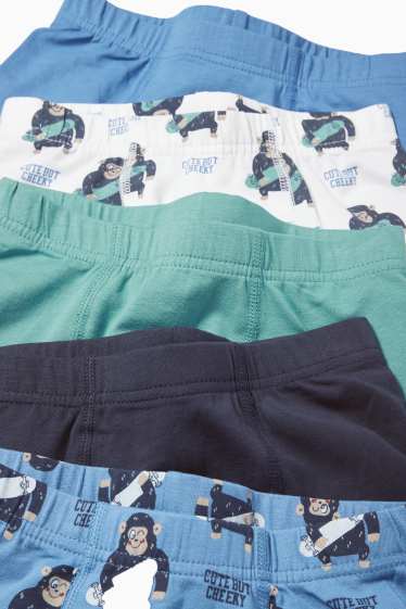 Kinder Buben - Multipack 5er - Skater-Affe - Boxershorts - grün