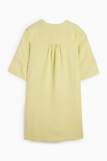 Damen - Leinen-Tunika-Kleid - hellgrün