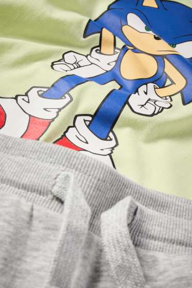 Bambini - Sonic - set - maglia a maniche corte e shorts di felpa - 2 pezzi - verde chiaro