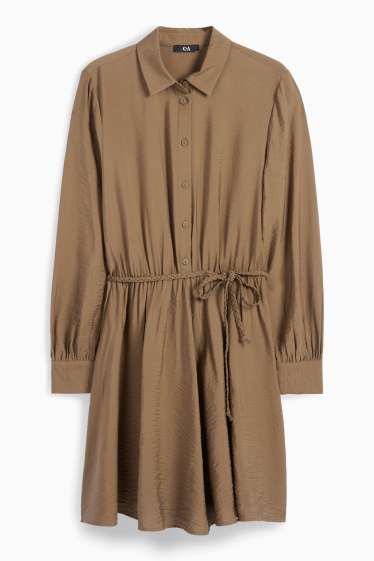 Damen - Blusenkleid - hellbraun