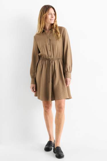 Damen - Blusenkleid - hellbraun
