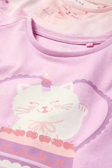 Nena - Paquet de 2 - gats i cireres - pijama - 4 peces - rosa