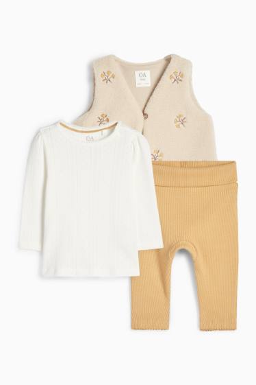 Neonate - Motivo fiorellini - completo neonate - 3 pezzi - bianco crema
