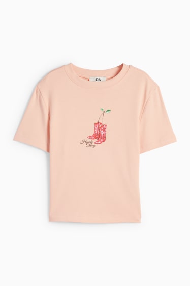Dames - Kort T-shirt - apricot