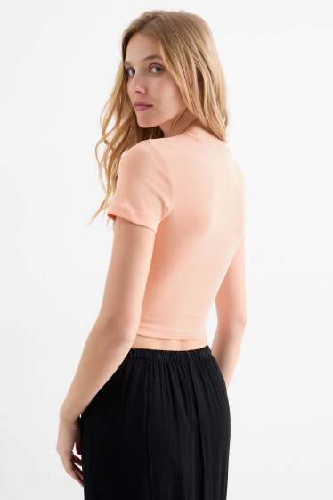Dames - Kort T-shirt - apricot