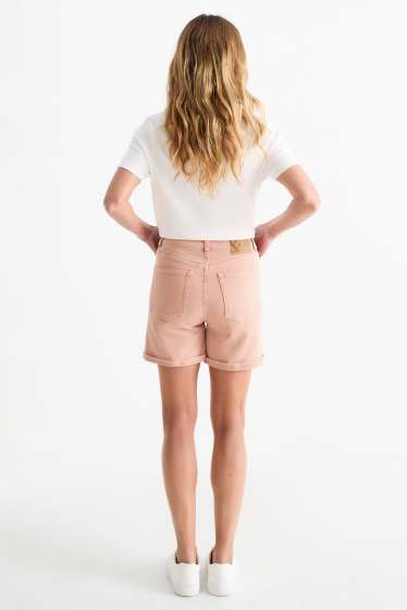 Dames - Mom short - high waist - apricot