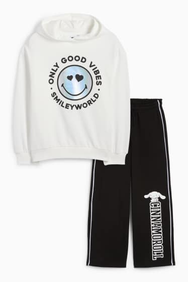 Kinderen: meisjes - SmileyWorld® - set - hoodie en joggingbroek - 2-delig - zwart / wit