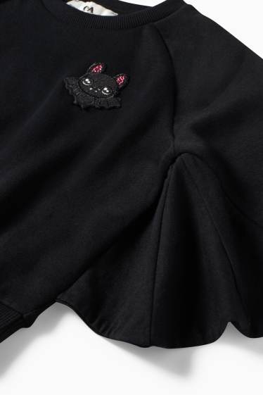 Kinder Mädchen - Fledermaus - Halloween-Sweatshirt - schwarz