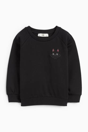 Kinder Mädchen - Fledermaus - Halloween-Sweatshirt - schwarz