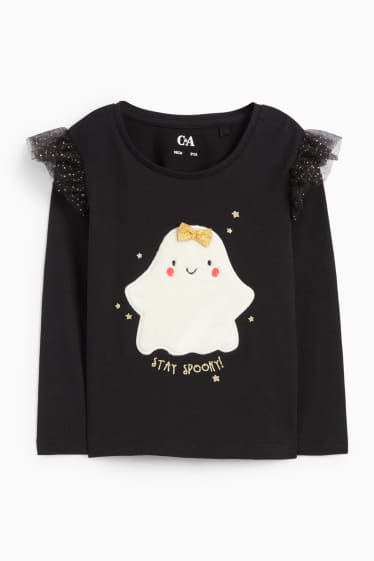 Kinder Mädchen - Gespenst - Langarmshirt - schwarz