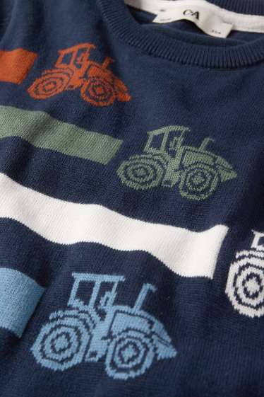 Kinder Buben - Traktor - Pullover - gestreift - dunkelblau