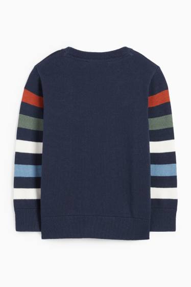 Kinder Buben - Traktor - Pullover - gestreift - dunkelblau