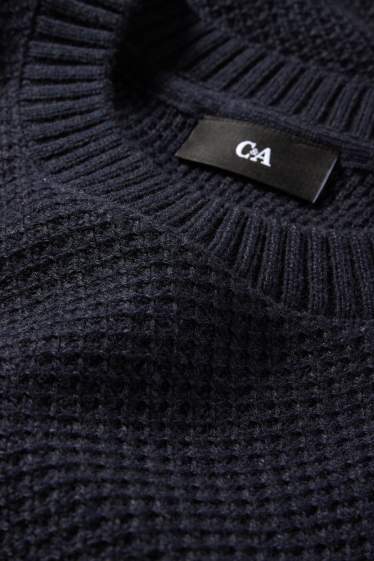 Men - Jumper - textured - dark blue