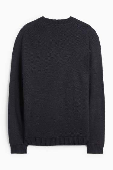 Men - Jumper - textured - dark blue