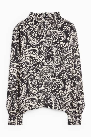 Women - Blouse - patterned - black / beige