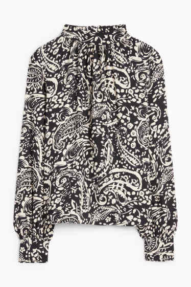 Women - Blouse - patterned - black / beige