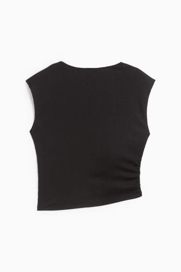 Femei - Top crop - structurat - negru