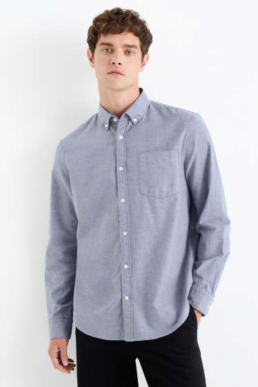 Heren - Overhemd - regular fit - button down - blauw