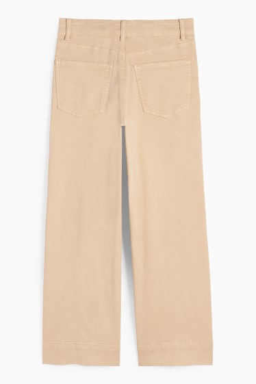 Women - Cloth trousers - high waist - wide leg - beige