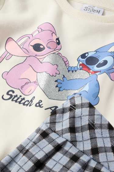 Kinder Mädchen - Lilo & Stitch - Set - Sweatshirt und Faltenrock - 2 teilig - cremeweiß