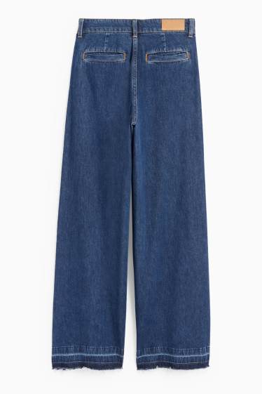 Women - Wide leg jeans - mid-rise waist - blue denim