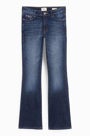 Women - Bootcut jeans - mid-rise waist - denim-dark blue