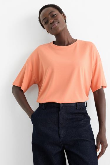 Dámské - Tričko - relaxed fit - světle oranžová