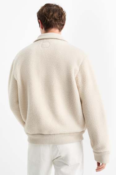 Men - Teddy fur jacket - light beige