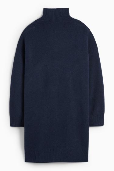 Dona - Vestit de punt de mitja - blau fosc