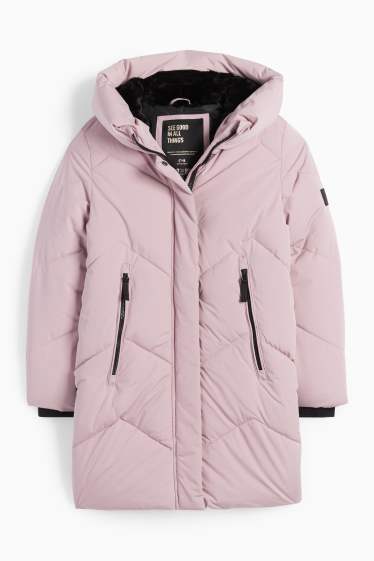 Kinderen: meisjes - Mantel met stiksels en capuchon - waterafstotend - roze