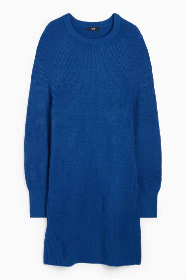 Donna - Vestito in maglia - a coste - blu