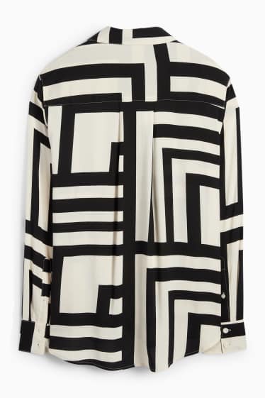 Dames - Blouse - zwart / beige