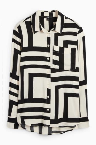 Dames - Blouse - zwart / beige