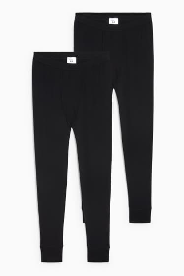 Herren - Multipack 2er - Lange Unterhose - Feinripp - schwarz