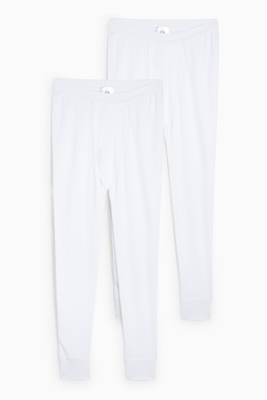 Herren - Multipack 2er - Lange Unterhose - Feinripp - weiß