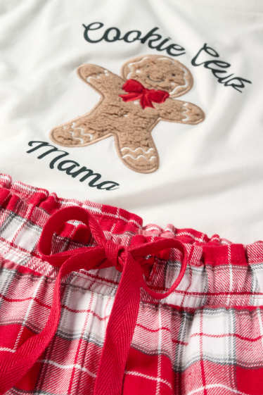Damen - Mini Me - Damen-Weihnachts-Pyjama mit Flanellhose - weiss / rot