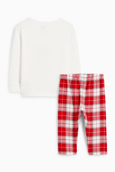Unisex - Turtă dulce - pijama cu motive de Crăciun bebeluși, cu pantaloni din flanel - 2 piese - alb / roșu