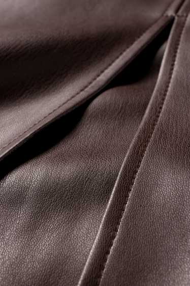 Damen - Skort - Lederimitat - dunkelbraun