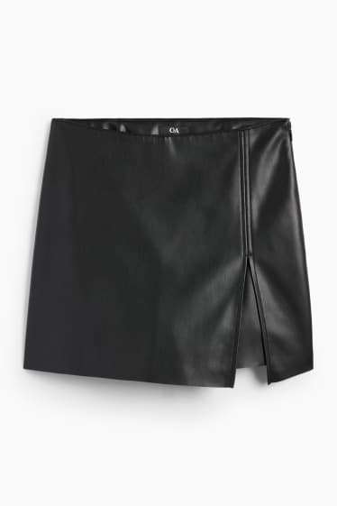 Mujer - Falda pantalón - polipiel - negro