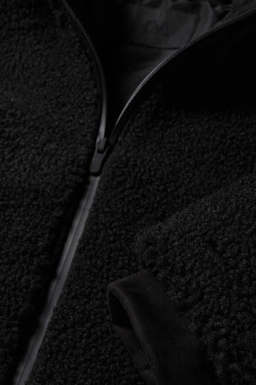 Damen - Teddy-Jacke - schwarz