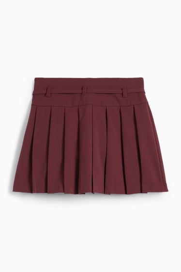 Femei - Fustă-pantalon scurtă - bordo