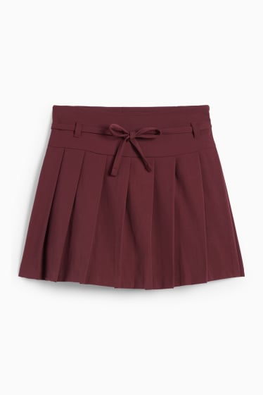 Femei - Fustă-pantalon scurtă - bordo