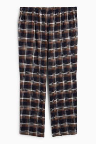 Bărbați - Pantaloni de pijama din flanel - în carouri - maro / albastru închis