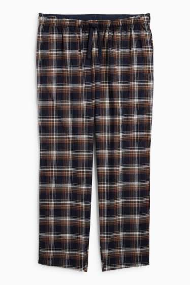 Bărbați - Pantaloni de pijama din flanel - în carouri - maro / albastru închis