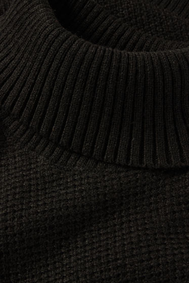 Herren - Rollkragenpullover - strukturiert - schwarz
