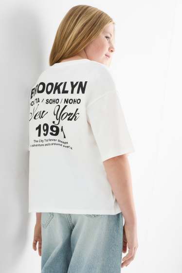 Bambine - New York - maglia a maniche corte - bianco