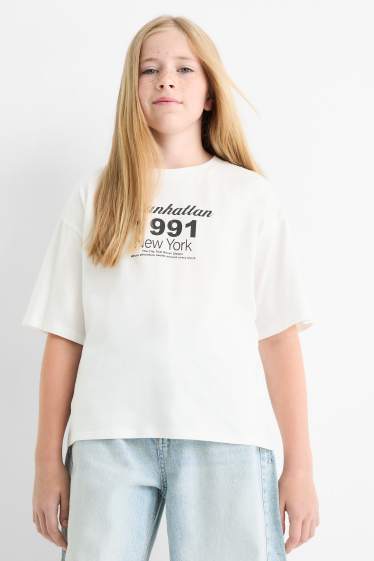 Bambine - New York - maglia a maniche corte - bianco